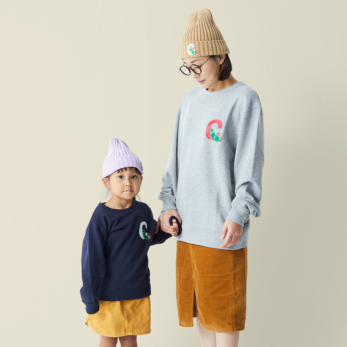 ニットキャップ イニシャルC ベージュ(フリーサイズ)