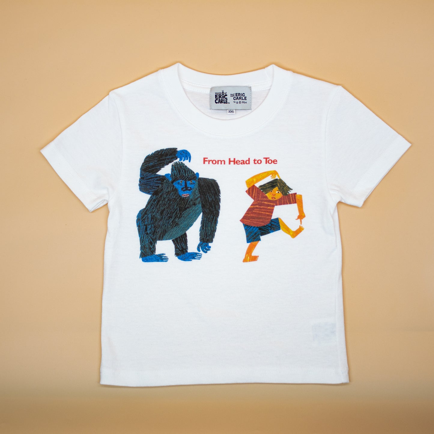 Tシャツ できるかな?【ゴリラ】 ホワイト (キッズサイズ)