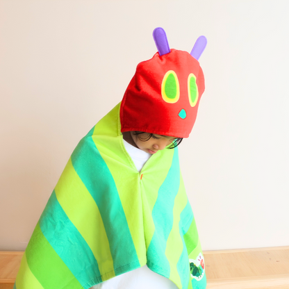 フード付きコンパクトバスタオル 【はらぺこあおむしなりきり】