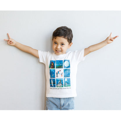 Tシャツ パパ、お月さまとって！ストーリー ホワイト （キッズサイズ）