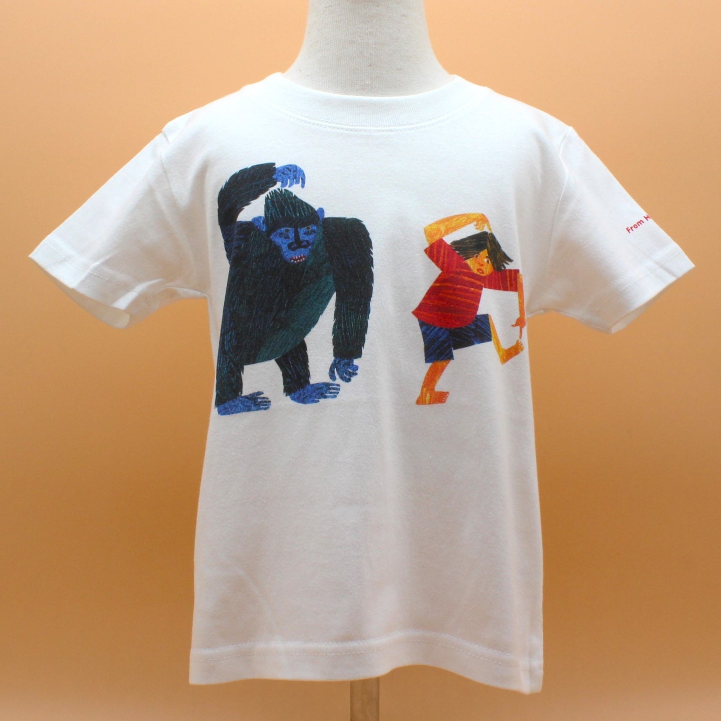 Tシャツ できるかな？【ゴリラ】 ホワイト （キッズサイズ）