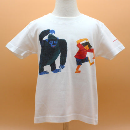 Tシャツ できるかな？【ゴリラ】 ホワイト （キッズサイズ）