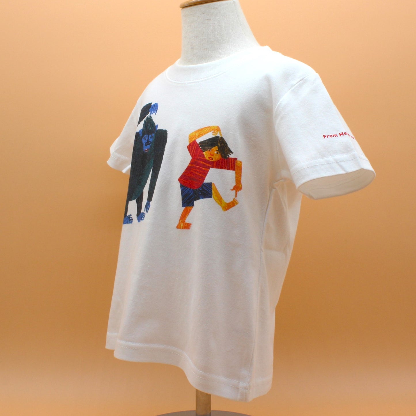 Tシャツ できるかな？【ゴリラ】 ホワイト （キッズサイズ）