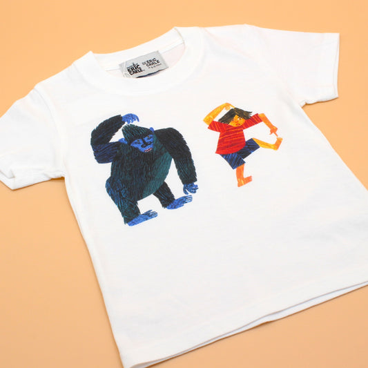 Tシャツ できるかな？【ゴリラ】 ホワイト （キッズサイズ）