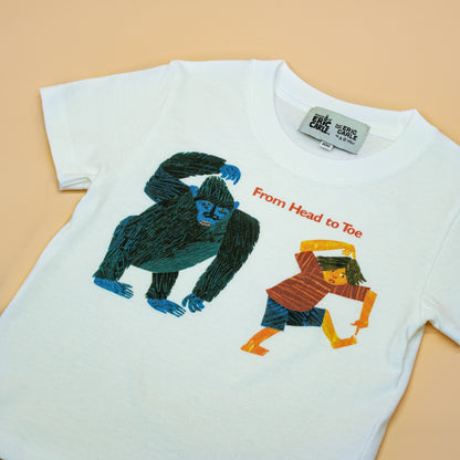Tシャツ できるかな？【ゴリラ】 ホワイト （キッズサイズ）