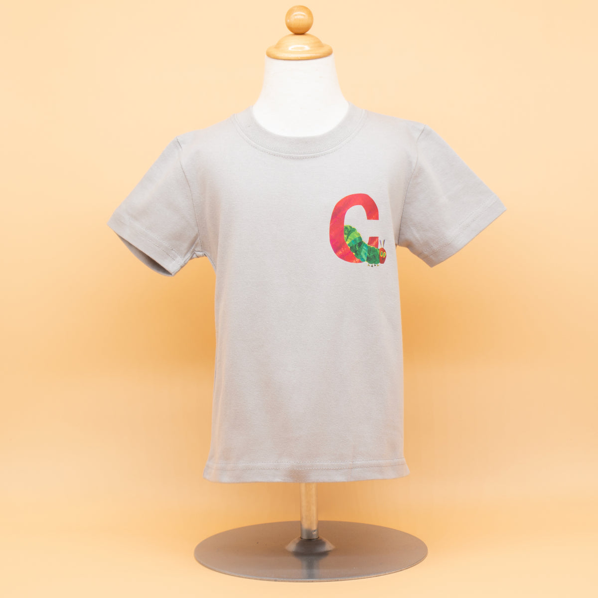 Tシャツ イニシャルC ライトグレー（キッズサイズ）
